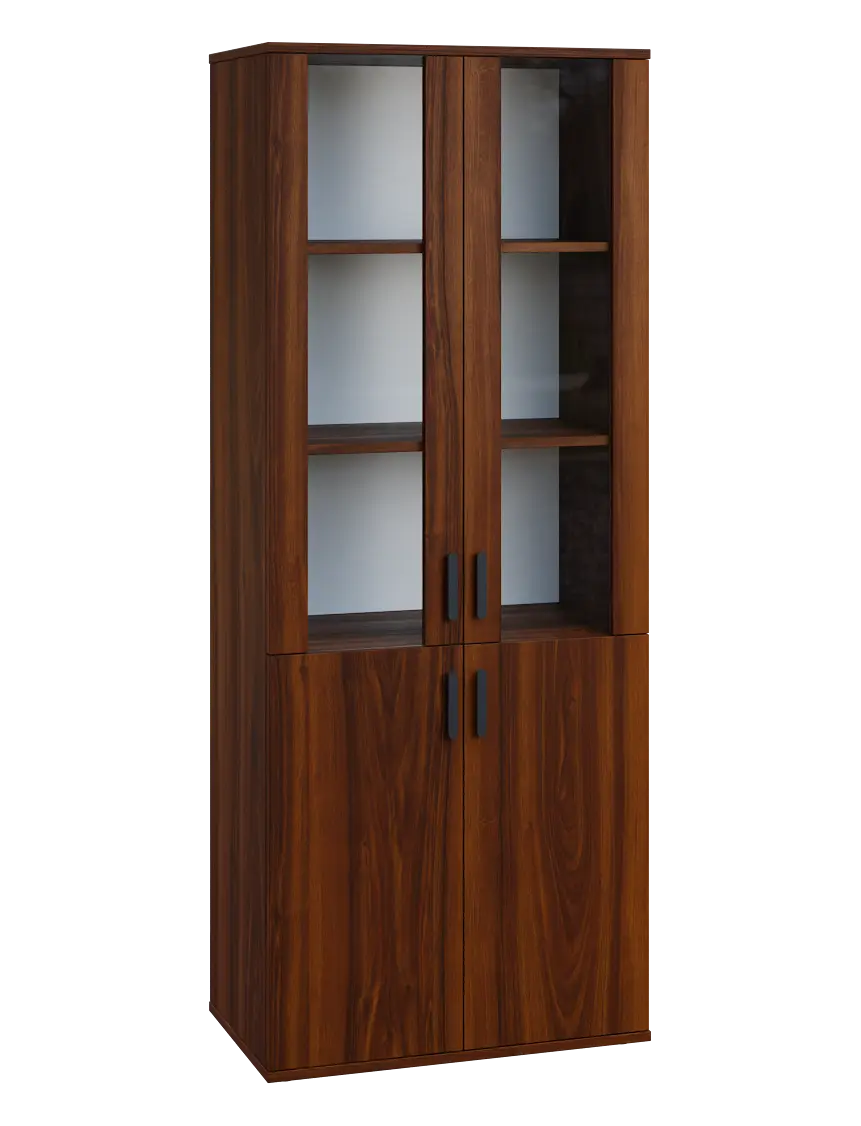 LN 5 - 7DS kancelářská skříň, 4-dveřová/prosklená, 1822x720x400, ořech královský